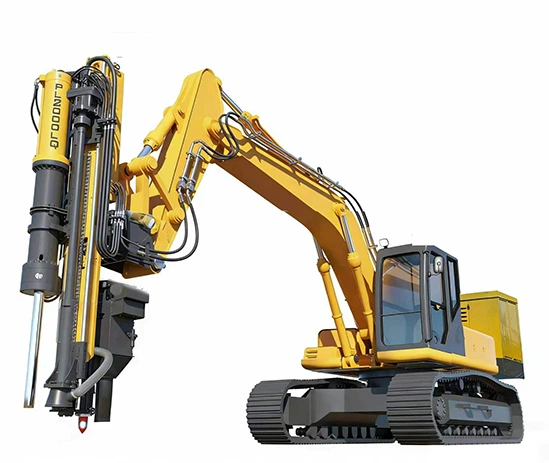 Divisor y perforadora de roca montado en excavadora
